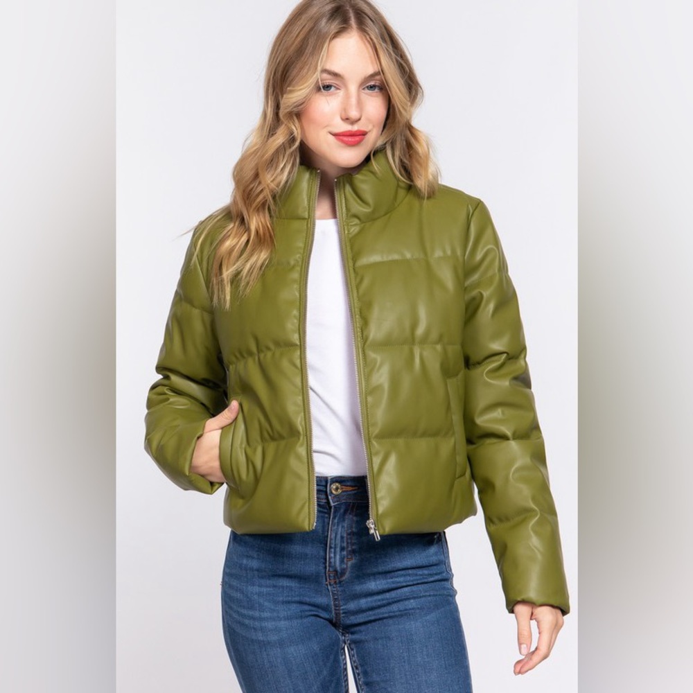 Active USA Olive Green Women's Puffer Jacket